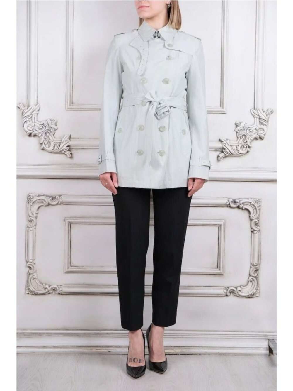 Burberry London Lightweight Cotton Silk Short Trench Coat Jacket US 8 UK 10 - Picture 2 of 16